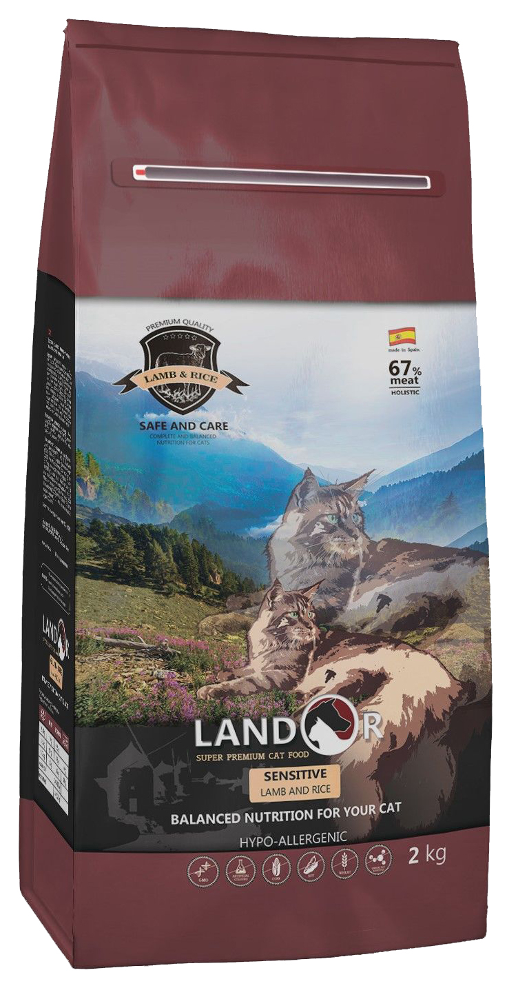 Сухой корм для кошек Landor Sensitive, ягненок, 2кг