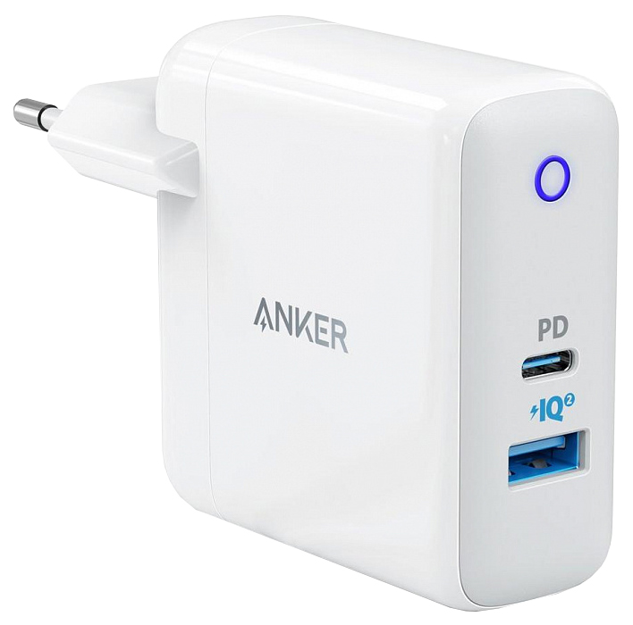 фото Сетевое зарядное устройство anker powerport 2, 1xusb; 1xusb type-c, 3 a, (a2321321) white