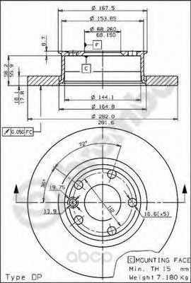 фото Тормозной диск brembo передний 08576810