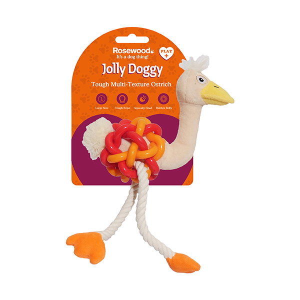 Жевательная игрушка для собак Rosewood Jolly Doggy Multi Texture Cтраус, комби, 22 см