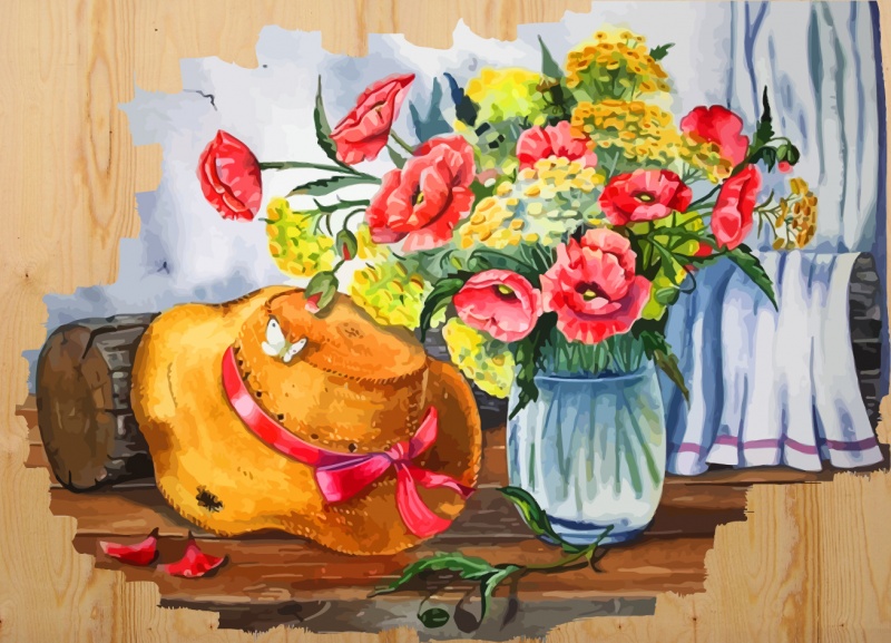 

Картина по номерам на дереве Color Kit Соломенная шляпка