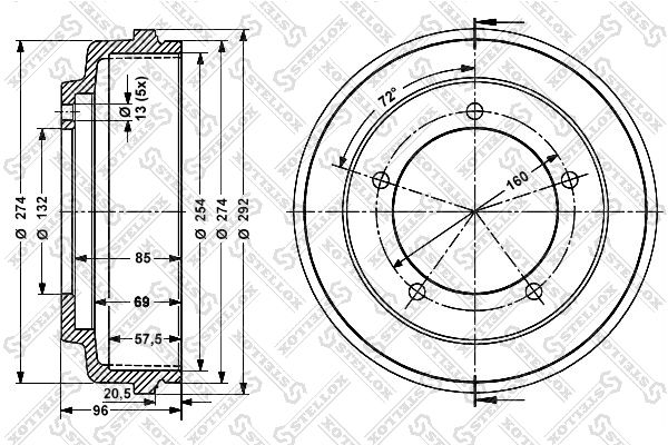 

Тормозной барабан STELLOX 6026-2508-SX