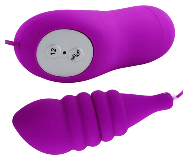 фото Вибропуля baile pleasure shell ребристая с выносным пультом управления фиолетовый 8,8 см