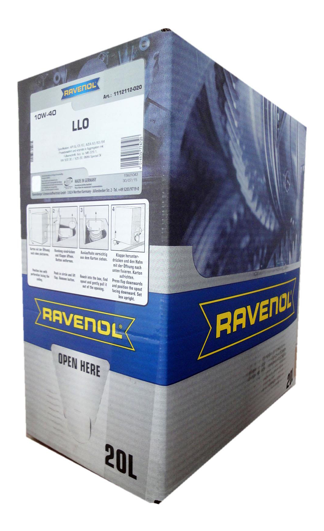 фото Моторное масло ravenol llo sae 10w-40 20л