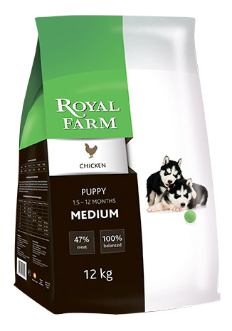 

Сухой корм для щенков ROYAL FARM Puppy Medium, для средних пород, курица, 12кг, Puppy Medium