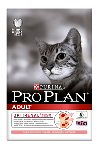 фото Сухой корм для кошек pro plan adult optirenal, лосось, 0,4кг