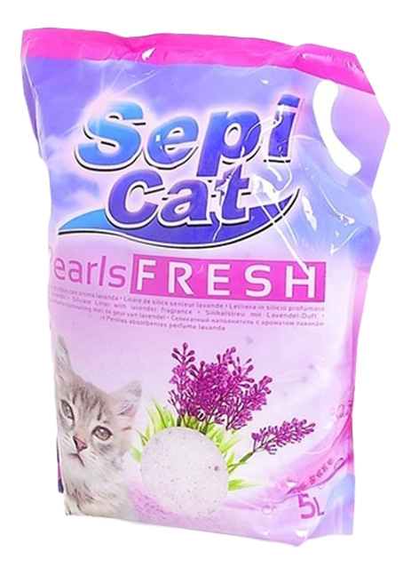 фото Впитывающий наполнитель для кошек sepicat pearls fresh силикагелевый, лаванда, 2.17 кг, 5л