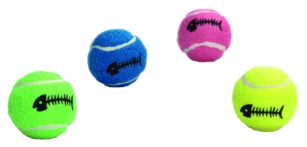 фото Мяч теннисный для кошек beeztees с колокольчиком текстиль, в ассортименте, 4 см, 48 шт