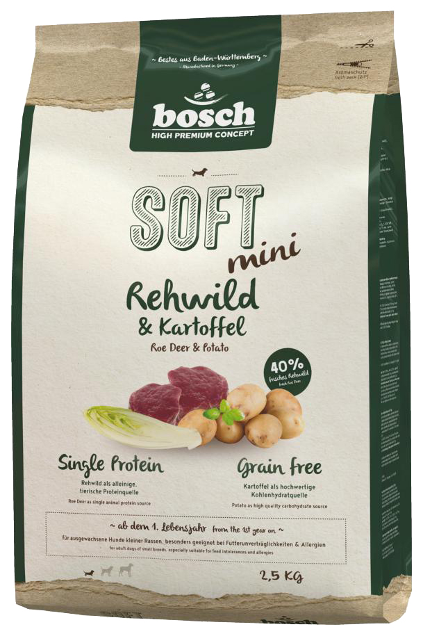 

Мягкий корм для собак Bosch Soft Mini, для мелких пород, косуля и картофель, 2,5кг, Soft Mini