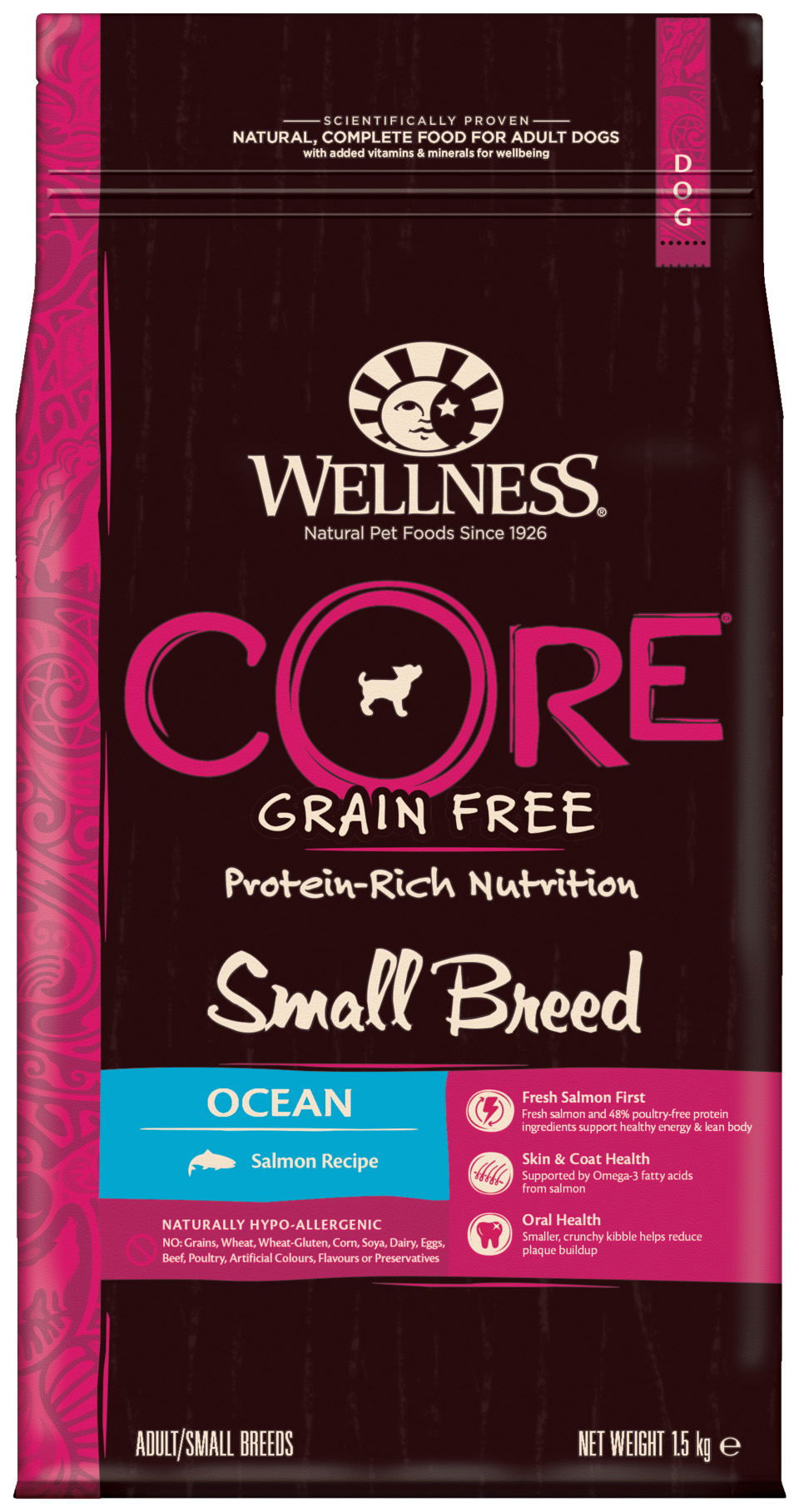 фото Сухой корм для собак wellness core small breed ocean, для мелких пород, лосось, 1,5кг