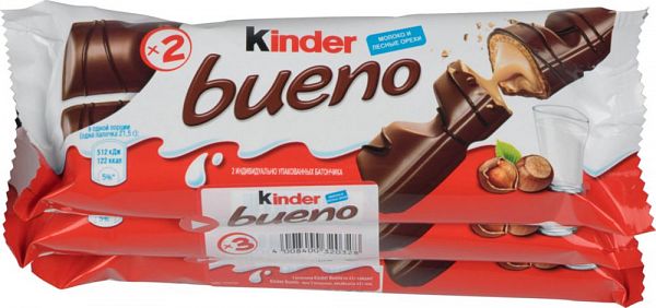 фото Шоколадный батончик bueno kinder с молочно-ореховой начинкой 43 г 3 штуки