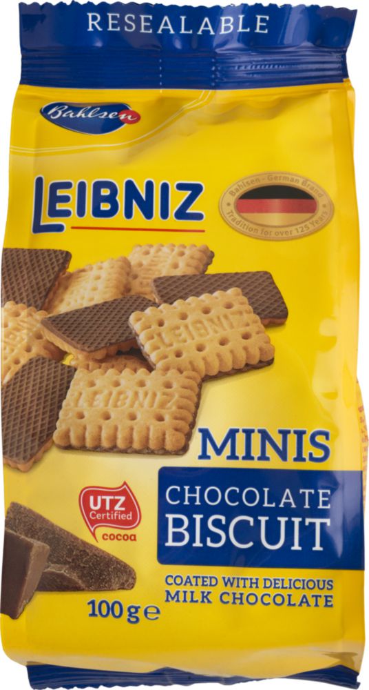 Печенье Leibniz minis chocolate biscuit в шоколаде 100 г