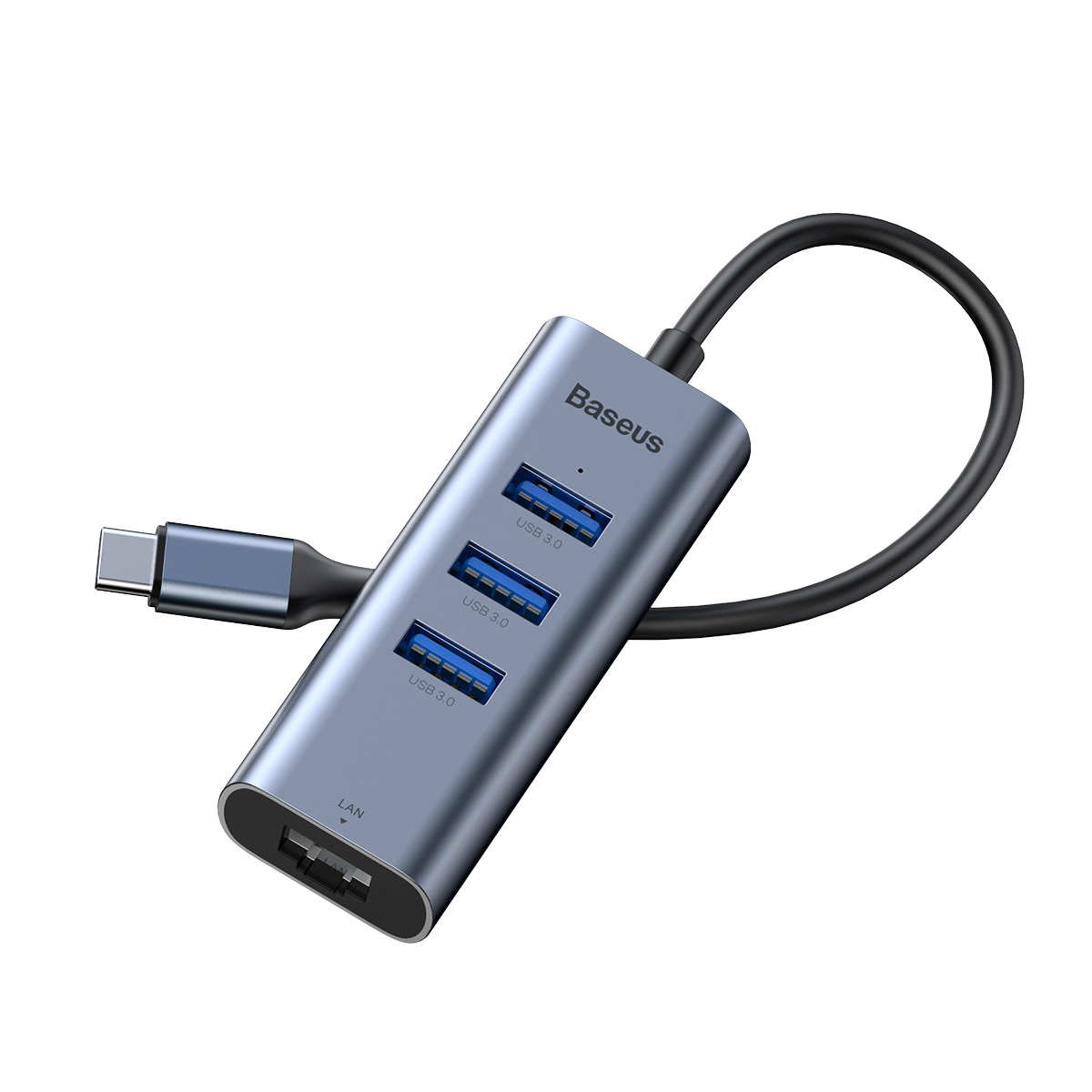 

Адаптер Baseus Enjoy series Type-C to USB3.0*3+RJ45 port HUB adapter Grey