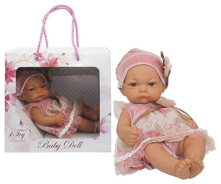 1toy Пупс в нарядном розовом платьице и шапочке Baby Doll, 25 см, арт. Т15469 Т15469