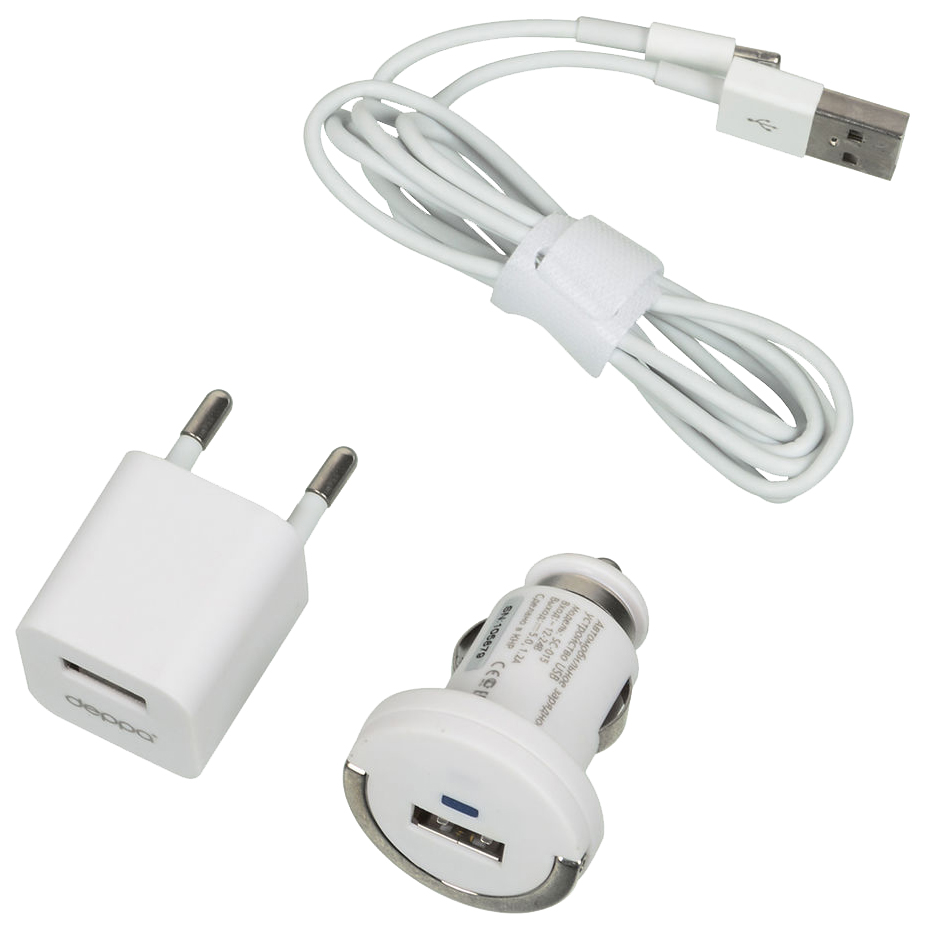 фото Сетевое зарядное устройство deppa ultra kit, 2xusb, 1,2 a, (dep-11102) white