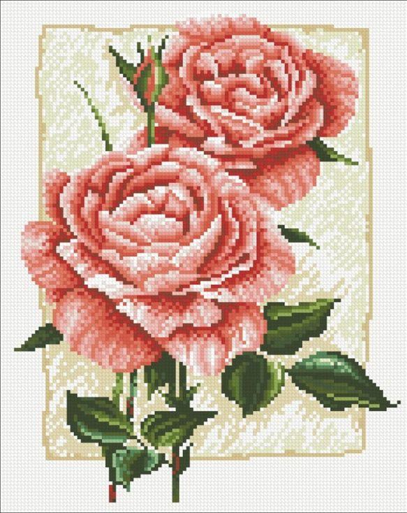 

Алмазная вышивка Паутинка Садовая роза, 27x34 см, Садовая роза