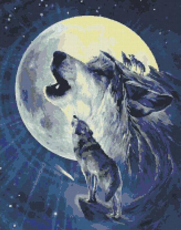 Алмазная вышивка Паутинка Лунные волки, 40x50 см