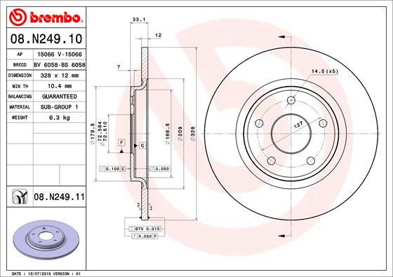 фото Тормозной диск brembo 08n24911