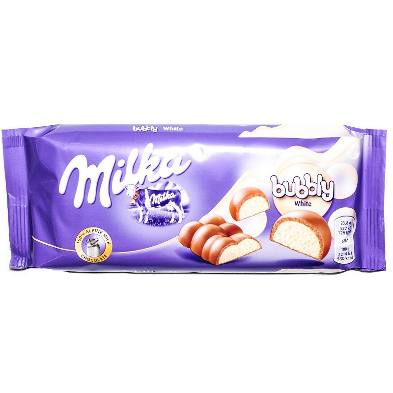 Шоколад Milka bubbly White молочный с пористым белым