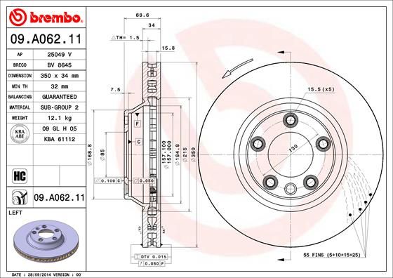 

Тормозной диск brembo 09.A062.11
