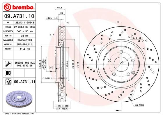 фото Тормозной диск brembo 09.a731.11