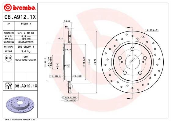 фото Тормозной диск brembo 08.a912.1x