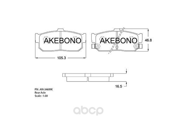 фото Комплект тормозных колодок akebono an346wk