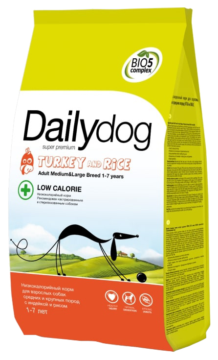 фото Сухой корм для собак dailydog adult medium-large breed low calorie, индейка и рис, 12кг