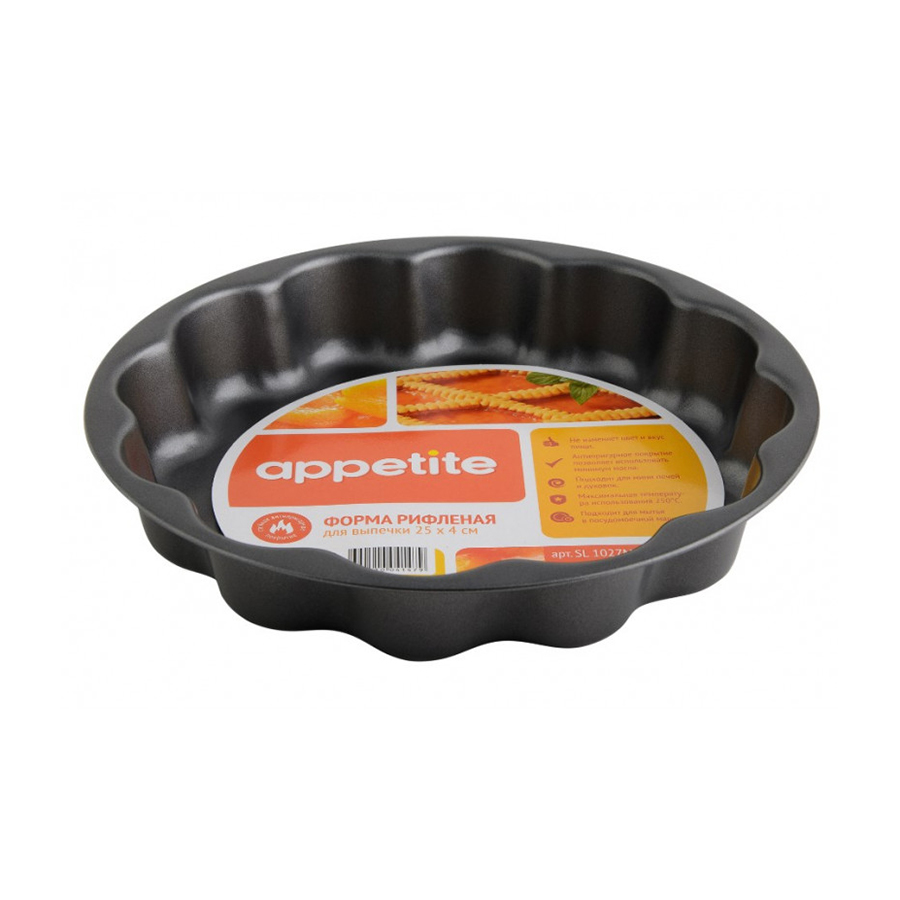 

Форма д/выпечки а/пр 29,5х5см круг риф ТМ Appetite, Черный