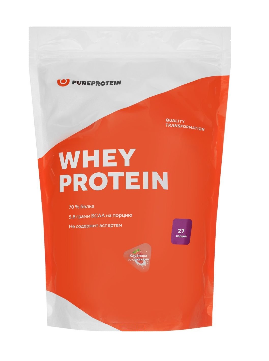 Протеин PureProtein Whey Protein, 810 г, клубника со сливками
