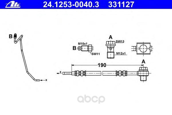 фото Шланг тормозной системы ate 24125300403 задний правый