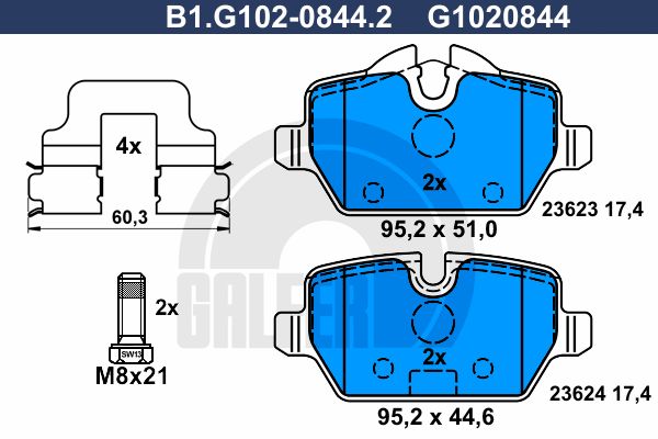 фото Комплект тормозных дисковых колодок galfer b1.g102-0844.2