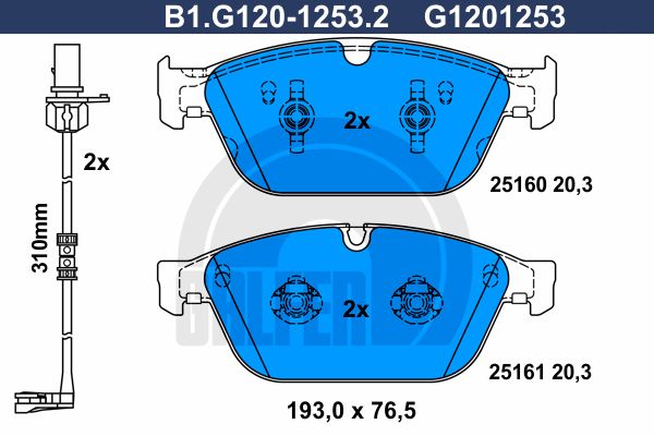

Комплект тормозных дисковых колодок GALFER B1.G120-1253.2