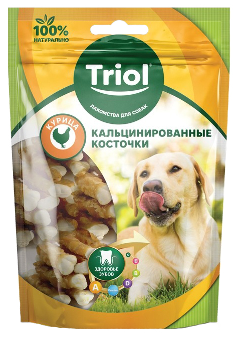 фото Лакомство для собак triol, кальцинированные косточки с курицей, 70г