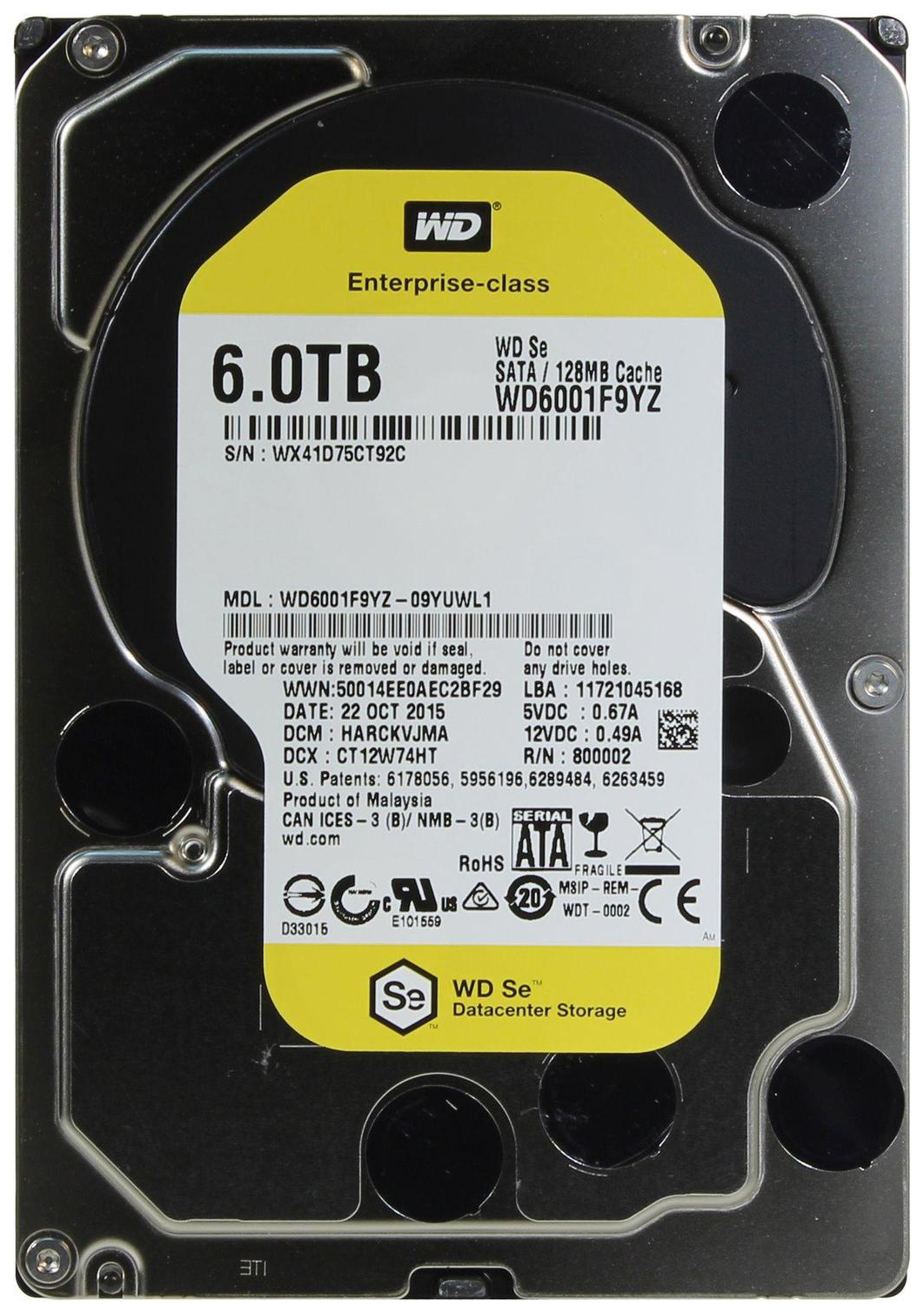 фото Внутренний жесткий диск western digital 6tb (wd6001f9yz)