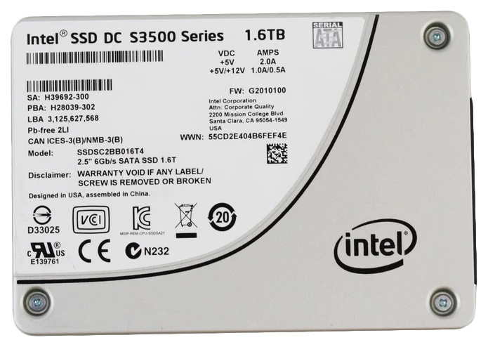 

Внутренний SSD накопитель Intel S3500 1.6TB (SSDSC2BB016T401)