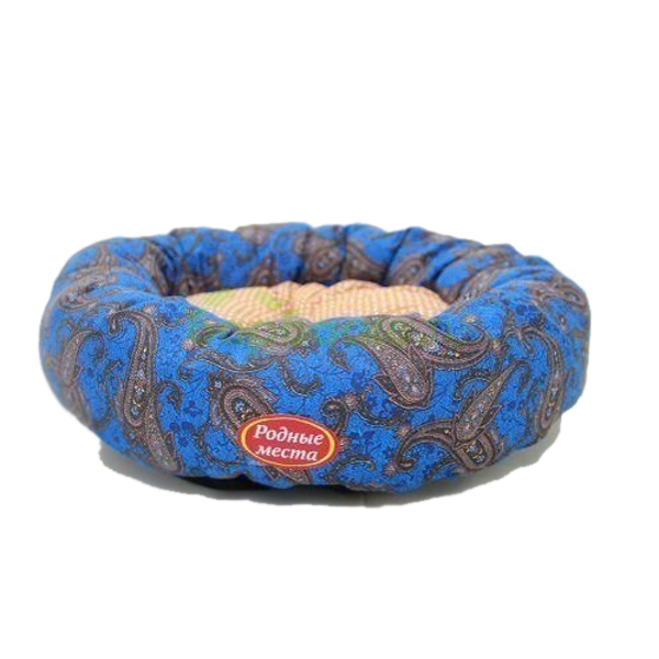 Лежак для собак Родные Места Ватрушка Огурцы синие, размер 50x50x15см.