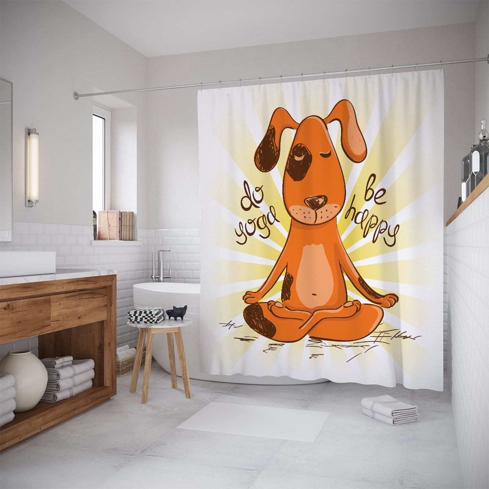 фото Штора для ванной joyarty «собачья йога» 180x200