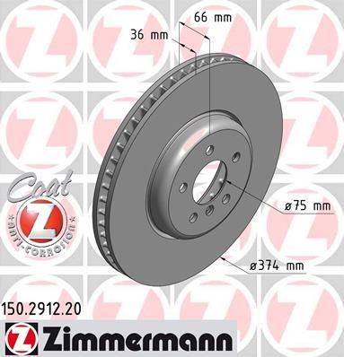 фото Тормозной диск zimmermann 150.2912.20