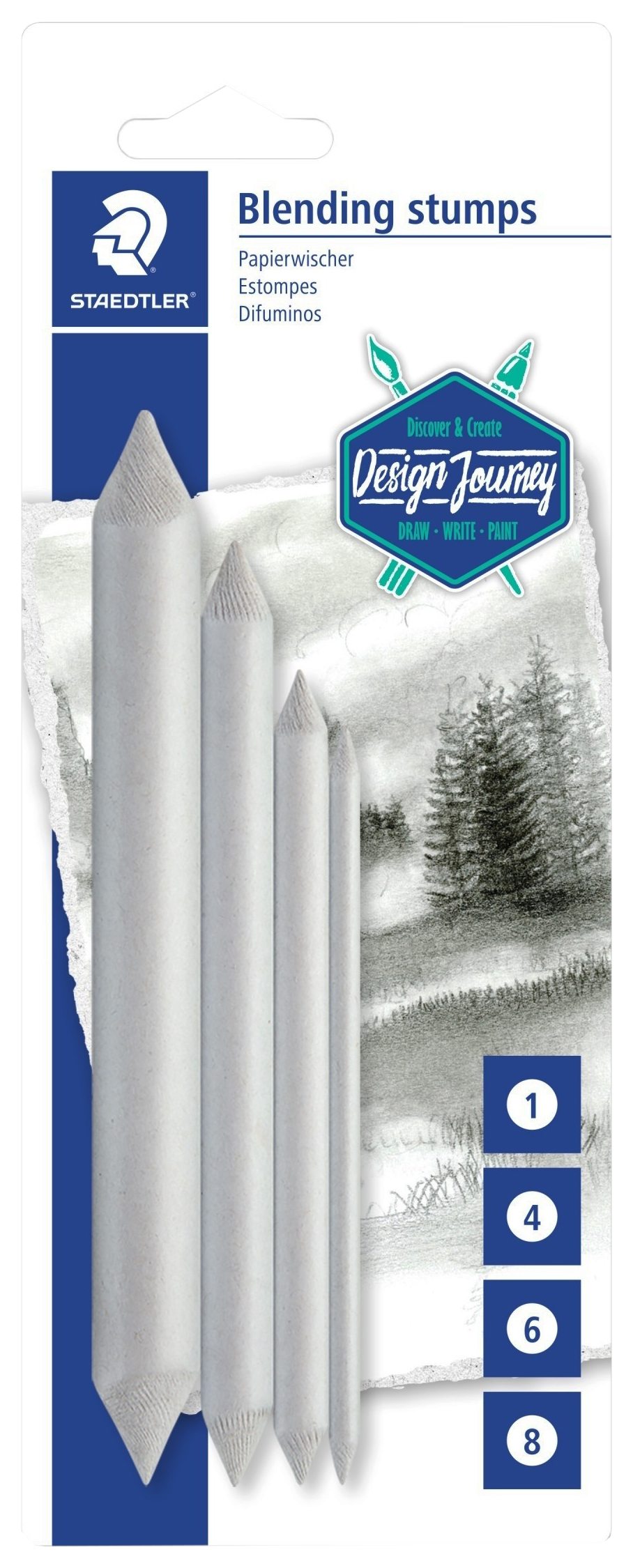 фото Набор цветных карандашей staedtler blending stumps 5426-s bk4 white для блеска