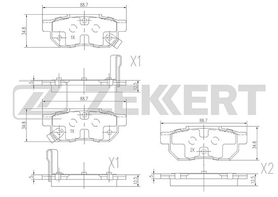 

Комплект тормозных колодок, дисковый тормоз ZEKKERT BS-1259