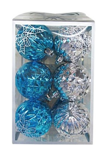 

Шар на ель Snowmen Шишка Е94701 12 шт. серебристый, голубой, Шишка