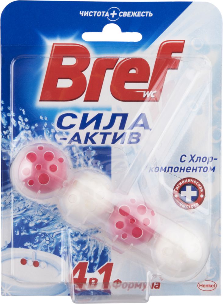 

Блок для унитаза подвесной Bref cила-актив 4в1 с хлор-компонентом 50 г