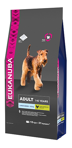 фото Сухой корм для собак eukanuba adult large breed, для крупных пород, домашняя птица, 3кг