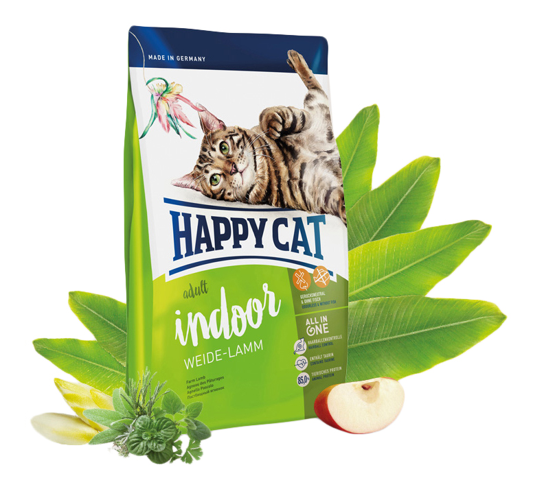 фото Сухой корм для кошек happy cat fit & well indoor, для домашних, ягненок, 1,4кг