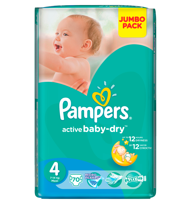 фото Подгузники pampers active baby-dry jumbo 4 maxi (7-14 кг), 70 шт.