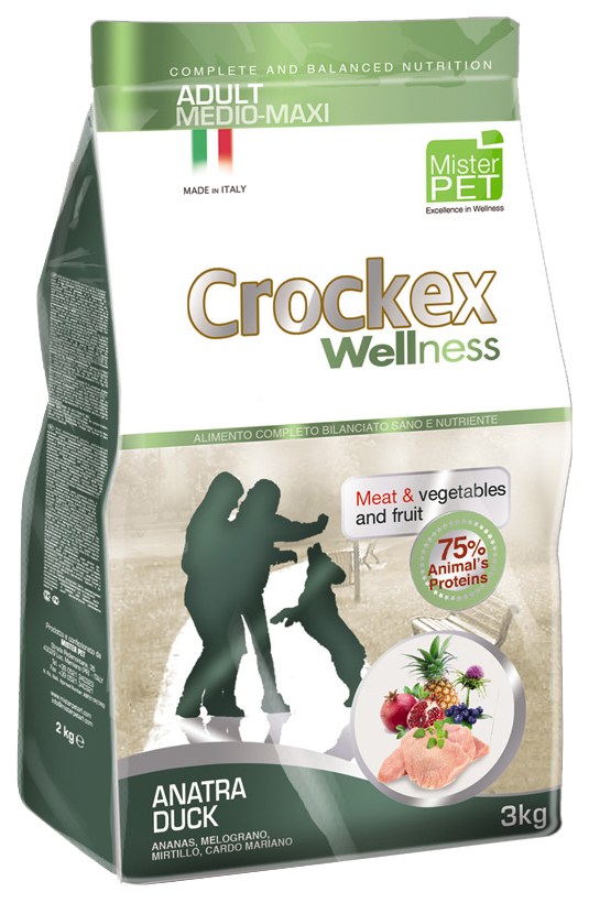 фото Сухой корм для собак crockex wellness adult medio-maxi, утка, рис, 3кг