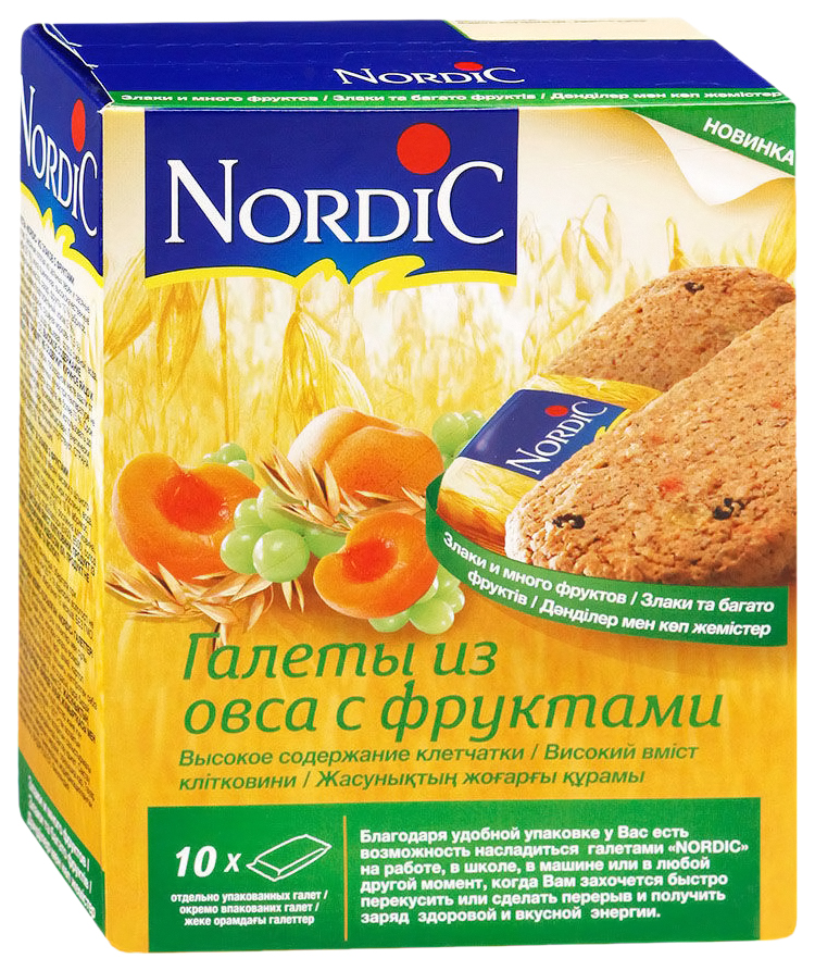 

Галеты Nordic из овса с фруктами 30 г 10 штук