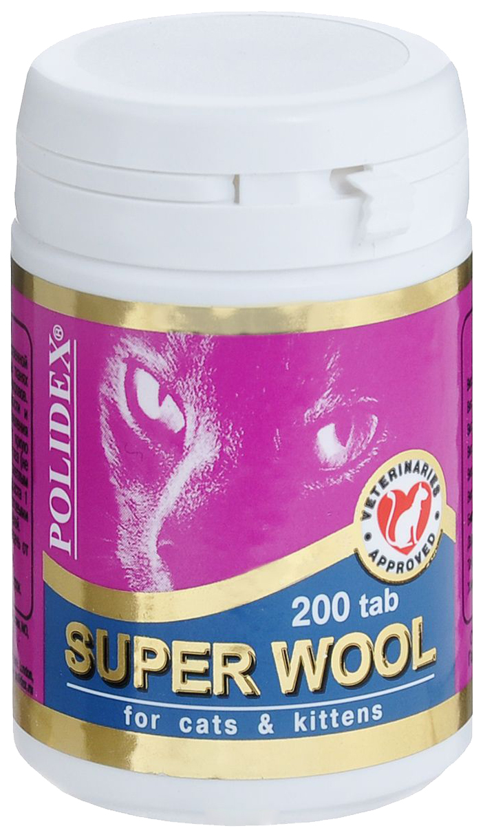 Витаминный комплекс для кошек Polidex Super Wool Plus, 200 таб