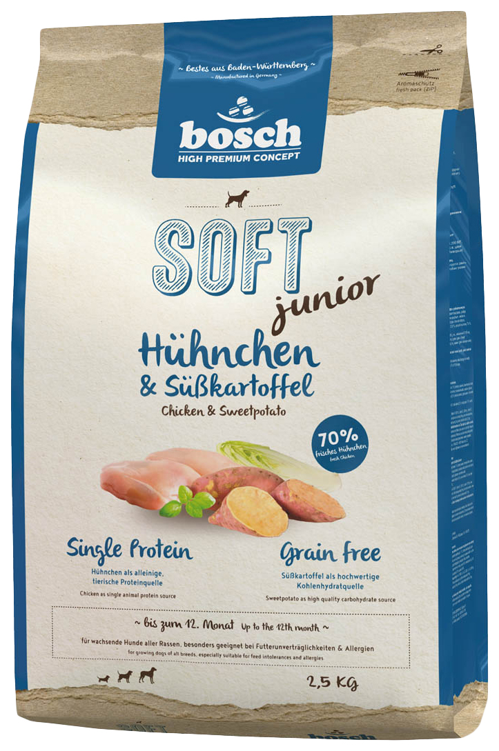 

Мягкий корм для щенков Bosch Soft Junior, курица и батат, 2,5кг, Soft Junior